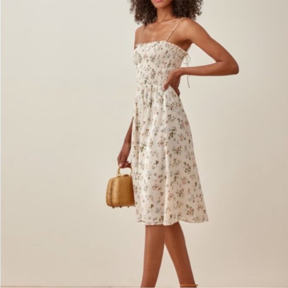 Reformation Floral Cream dress